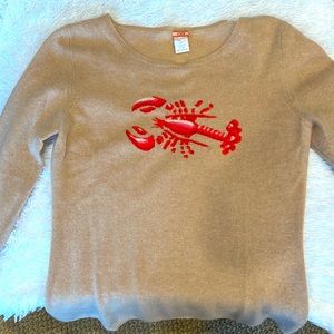 2005 vintage camel hair cashmere J.Crew sweater with lobster print.